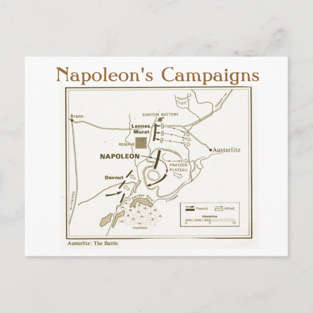 Utbildning, historia, Napoleon, Austerlitz-slaget Vykort (Framsida)
