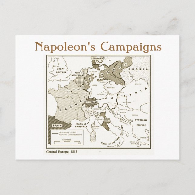 Utbildning, historia, Napoleon, Centraleuropa 1815 Vykort (Framsida)