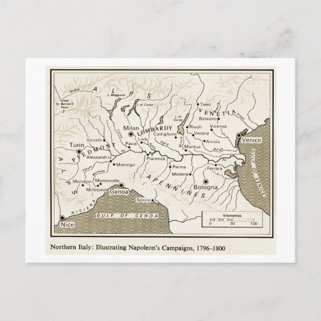 Utbildning, historia, Napoleon, norra Italien 1796 Vykort (Framsida)