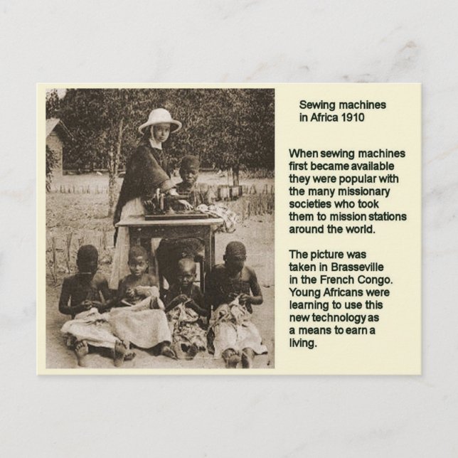 Utbildning, Historia, Symaskin i Afrika 1910 Vykort (Framsida)