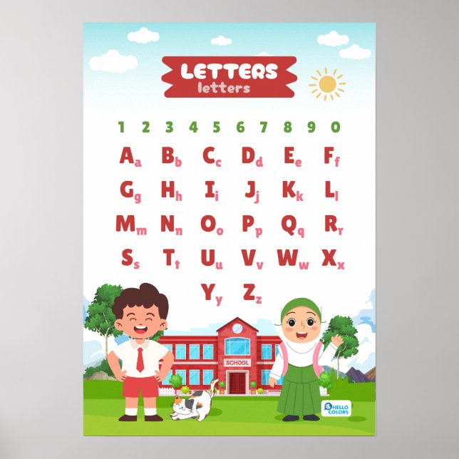 Utbildning i alfabet och siffror poster (Framsidan)