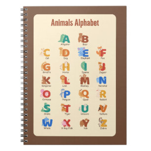 Utbildning i Alphabet School Learning på djur Anteckningsbok