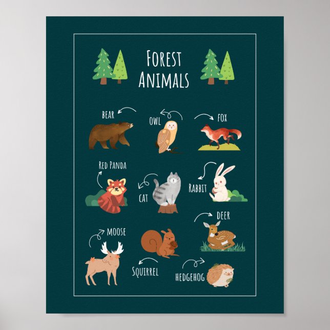 Utbildning i skolan Forest Animals Poster (Framsidan)