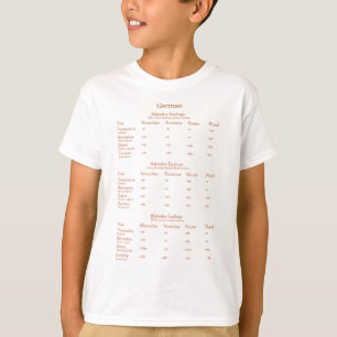 Utbildning i tyska Grammar Chart Adjetive Endings T Shirt