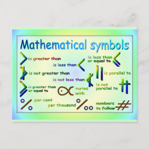 Utbildning, matematiska symboler vykort