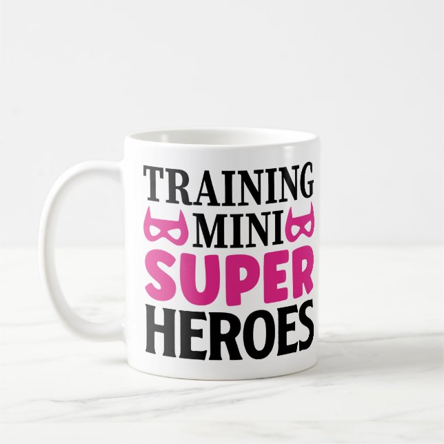 Utbildning Mini Supper Heroes Teacher Gift Kaffemugg (Vänster)