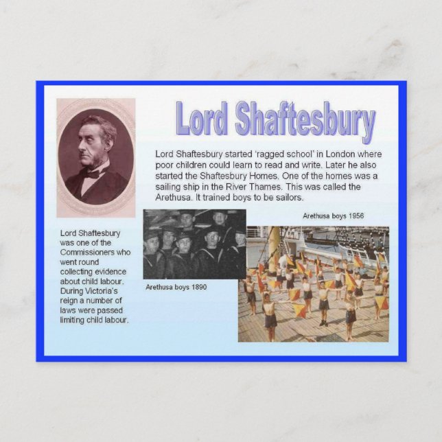 Utbildning, reformvänner, Lord Shaftesbury Vykort (Framsida)