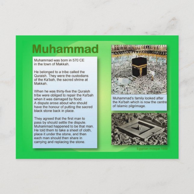Utbildning, religion, islam, Muhammad Vykort (Framsida)