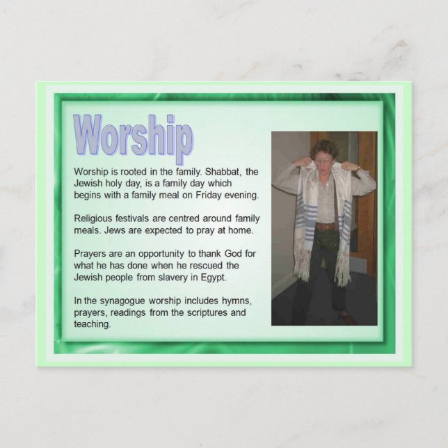 Utbildning, religion, judendom, judisk gudstjänst vykort (Framsida)