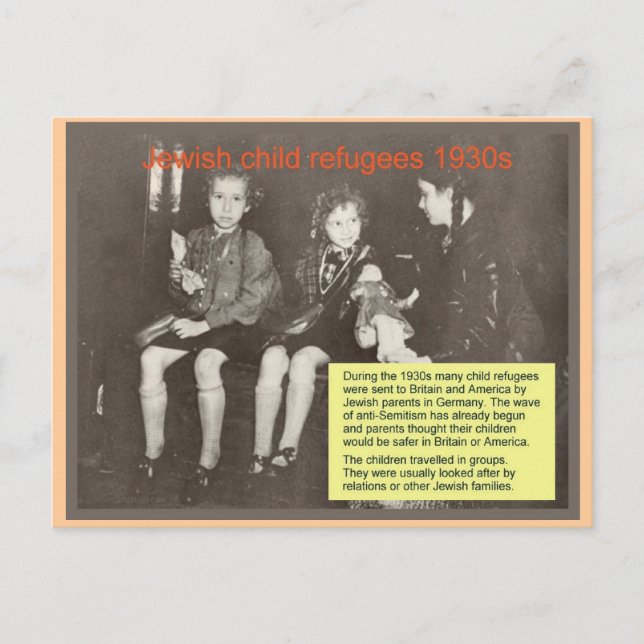 Utbildning, religion, judendom, judiska flyktingar vykort (Framsida)