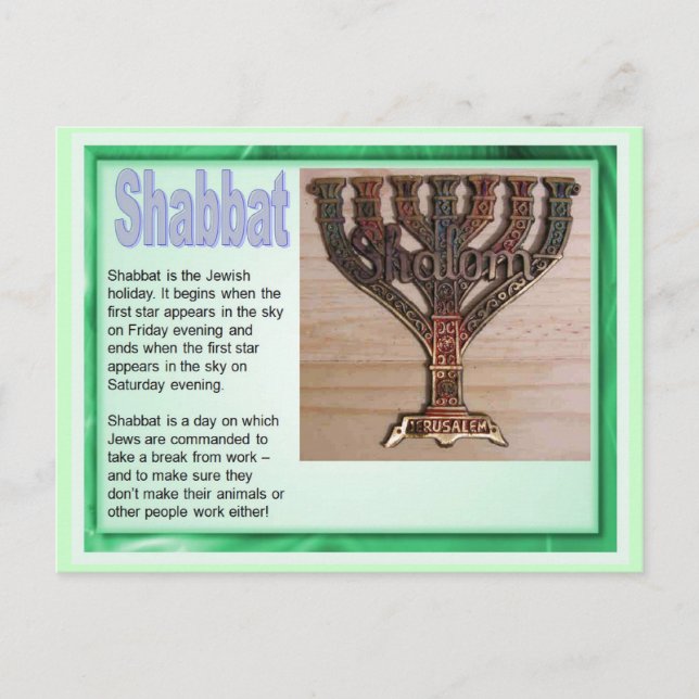 Utbildning, religion, judendom, shabbat vykort (Framsida)