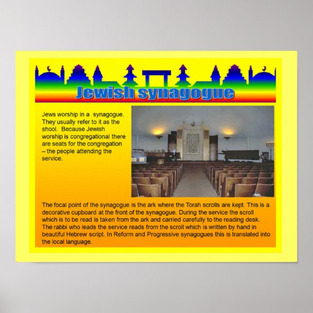 Utbildning, religion, judisk synagog poster (Framsidan)