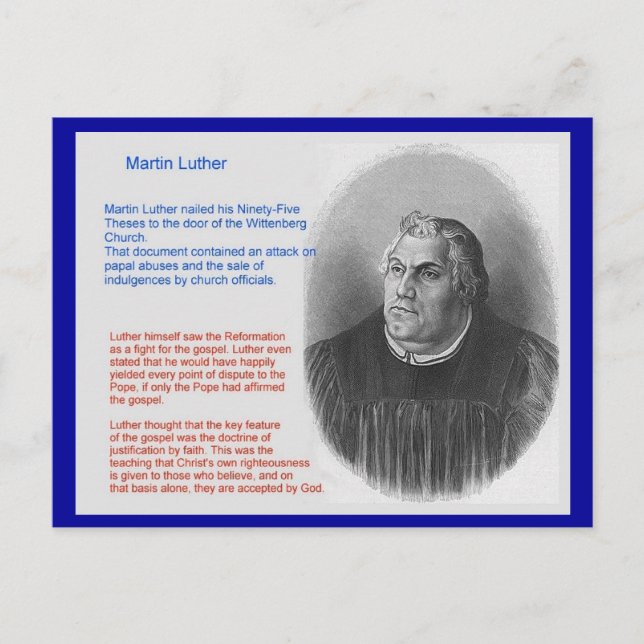 Utbildning, religion, Martin Luther Vykort (Framsida)