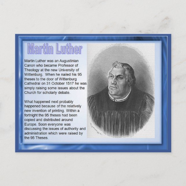 Utbildning, religion, reformation Martin Luther Vykort (Framsida)