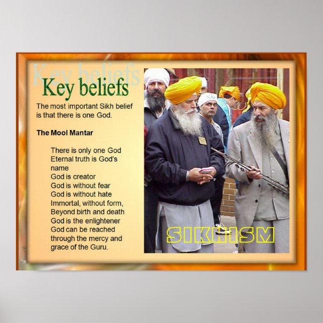 Utbildning, religion, sikhism Nyckel Tro Poster (Framsidan)