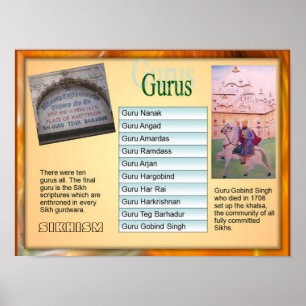 Utbildning, religion, sikhism "Ten Gurus" Poster
