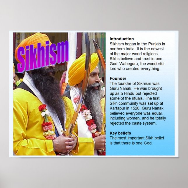Utbildning, världsreligioner, Sikhisfaktabladet Poster (Framsidan)