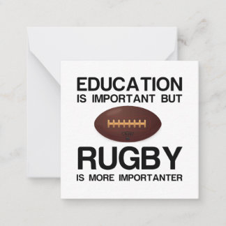 UTBILDNINGEN ÄR VIKTIG, RUGBY IMPORTANTER ANTECKNINGSKORT