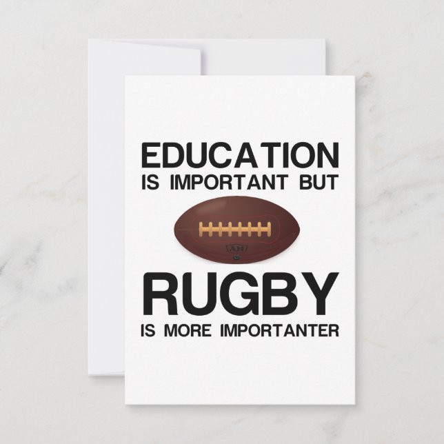 UTBILDNINGEN ÄR VIKTIG, RUGBY IMPORTANTER TACK KORT (Framsida)