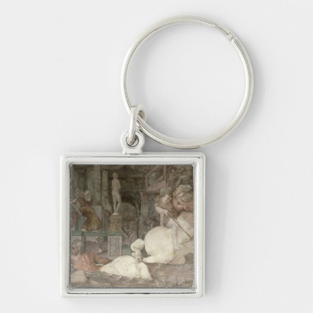 Utbildningen av Achilles Fyrkantig Silverfärgad Nyckelring (Framsidan)