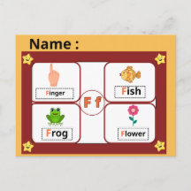 Utbildningsalfabetet Bokstav F Flashcard för barn