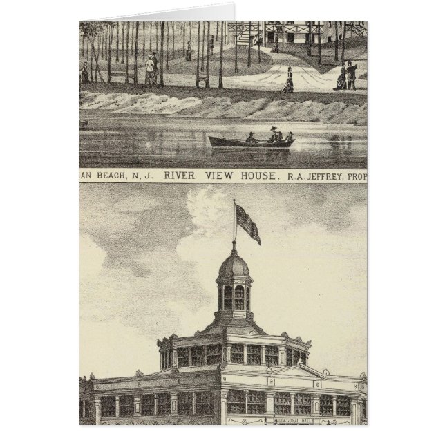 Utbildningshuset, Asbury Park och River View House Hälsningskort (Framsidan)