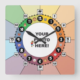 Utbildningsklocka för barn (Square) Fyrkantig Klocka
