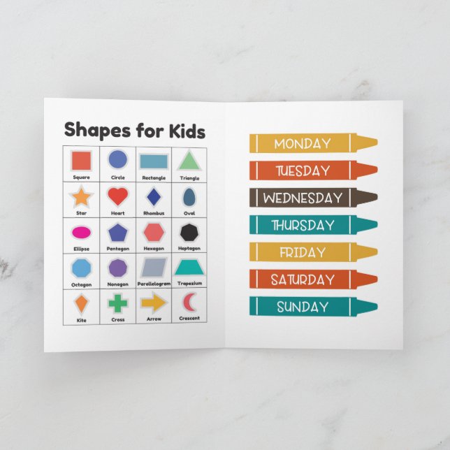 Utbildningskort för barn kort (Inuti)