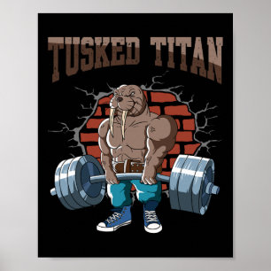 Utbildningssymbol för Fitness Walrus Doing Deadlif Poster