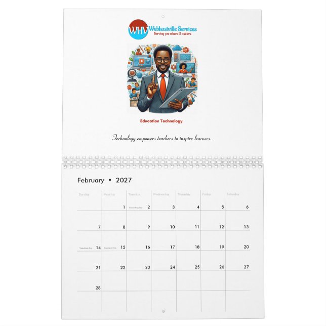 Utbildningsteknikkalender - inspirerande citat kalender (Feb 2027)