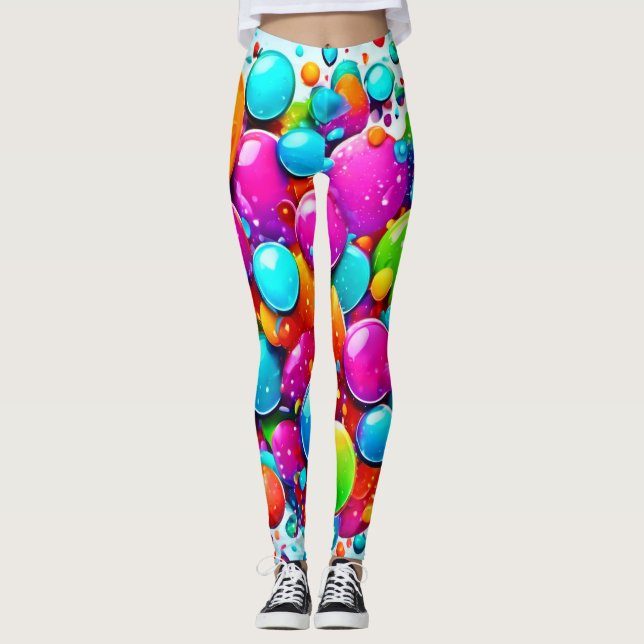Utbrott av färgat bubblor leggings (Framsida)
