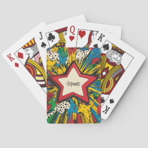 Utbrott av färgstark Tecknad-popup-konst Casinokort