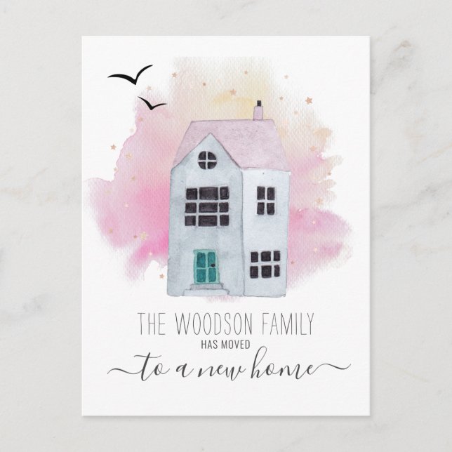 Utbyte av Flytta i hemmet i Adress Meddelande Vykort (Framsida)