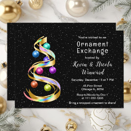 Utbytet av regnbåge och svart julprydnad inbjudningar
