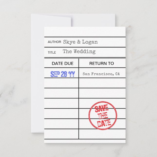 Utcheckningskort för Bibliotek Bok Spara datum Spara Datumet (Framsida)