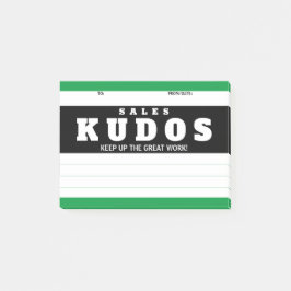 Utdela kudos-försäljningspris för underbar arbetsi post-it block