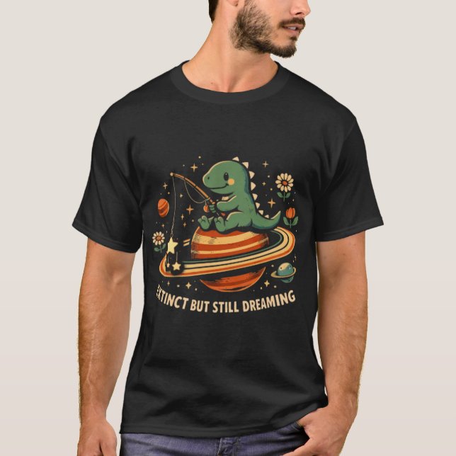 Utdöd men ändå drömmande â€“ Stjärnfiske dinosauri T Shirt (Framsida)