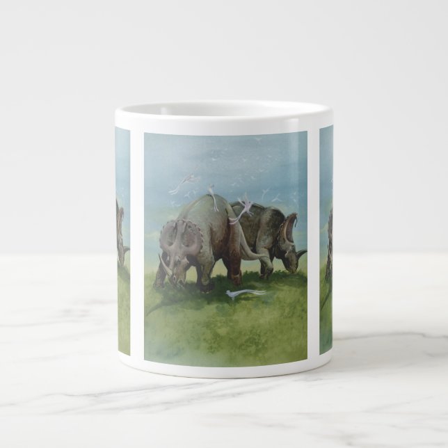 Utdöda dinosaurier, Centrosaurus betar på äng Jumbo Mugg (Framsidan)