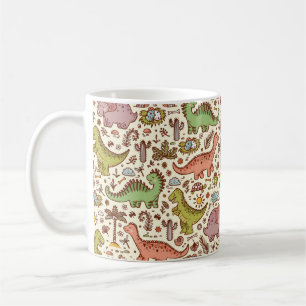 Utdöda djur. Förhistoriska reptiler. Cute Cartoo Kaffemugg