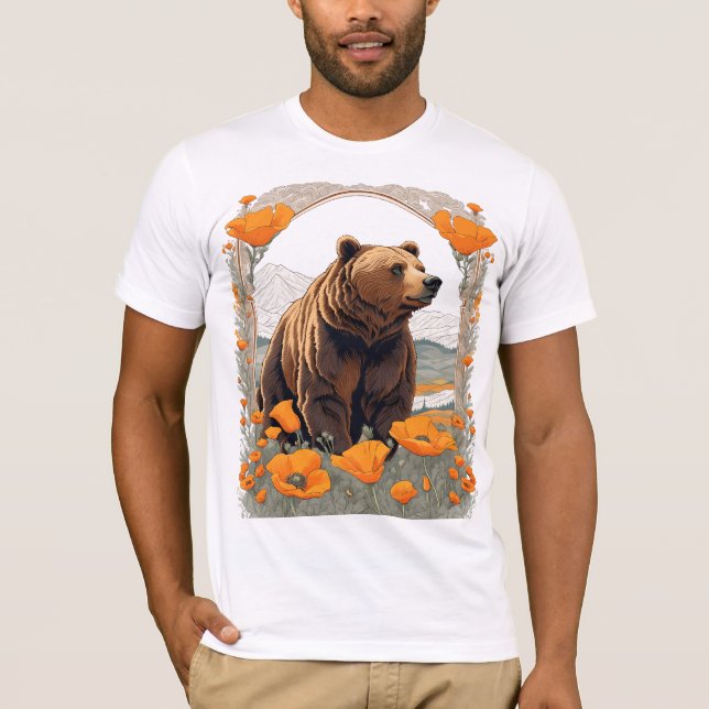 Utdöda Kaliforniens björn bland papies T Shirt (Framsida)