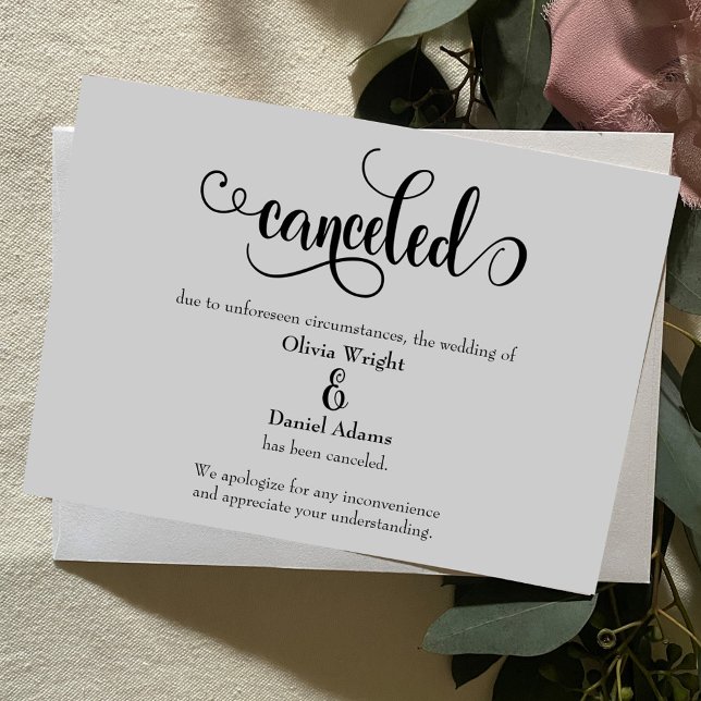 Utdragen skript Avbokad bröllopsannonsering Inbjudningar (Skapare uppladdad)