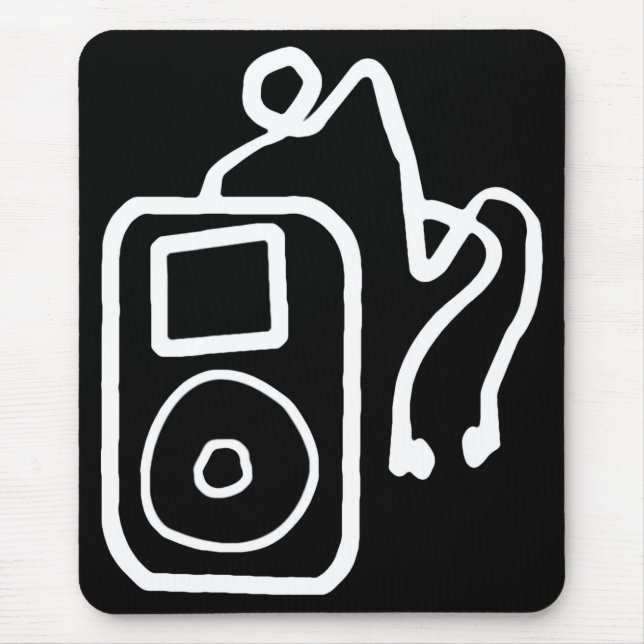 Utdragna iPod svart Mousepad Musmatta (Framsidan)