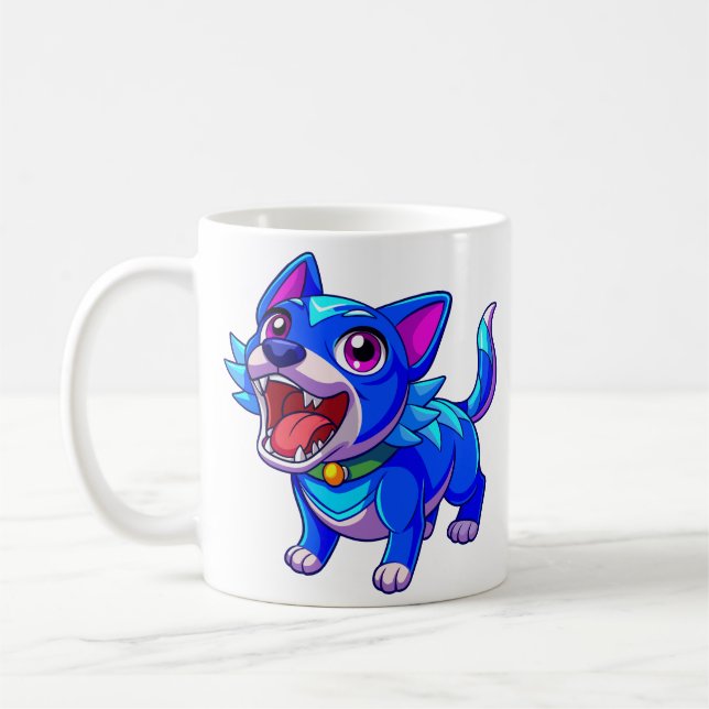 ute Blue Lacy Hund Coffee Mugg (Vänster)