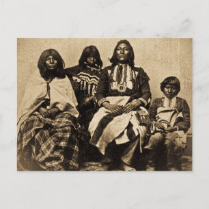 Ute Family Vintage Stereoview Sepia Vykort