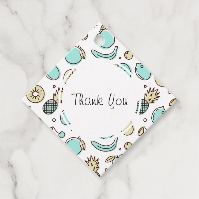 ute Fruit Mönster Summery Line Teckning Tack Gåvor Etiketter (Framsida)