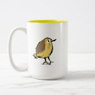 ute Yellow Bird Illustrerad Keramisk Kaffemugg
