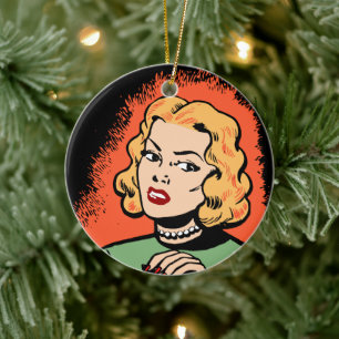 Utelämna rörelse med Retro Art - Uttrycklig päls Julgransprydnad Keramik
