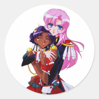 Utena och Anthy - Revolutionary Girl Utena Runt Klistermärke