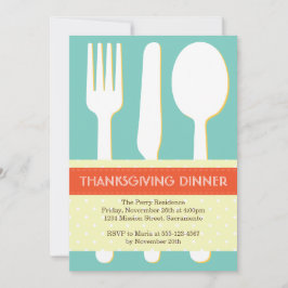 Utensil ställe anger orange blue thanksgiving inbjudningar