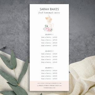 Utensils Blommigt Whisk Bakery Service Pris Reklamkort